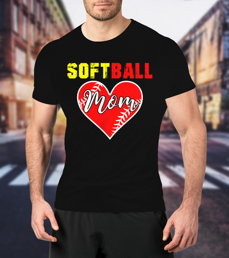 Softball Mom Heart Softball Fans T-Shirt