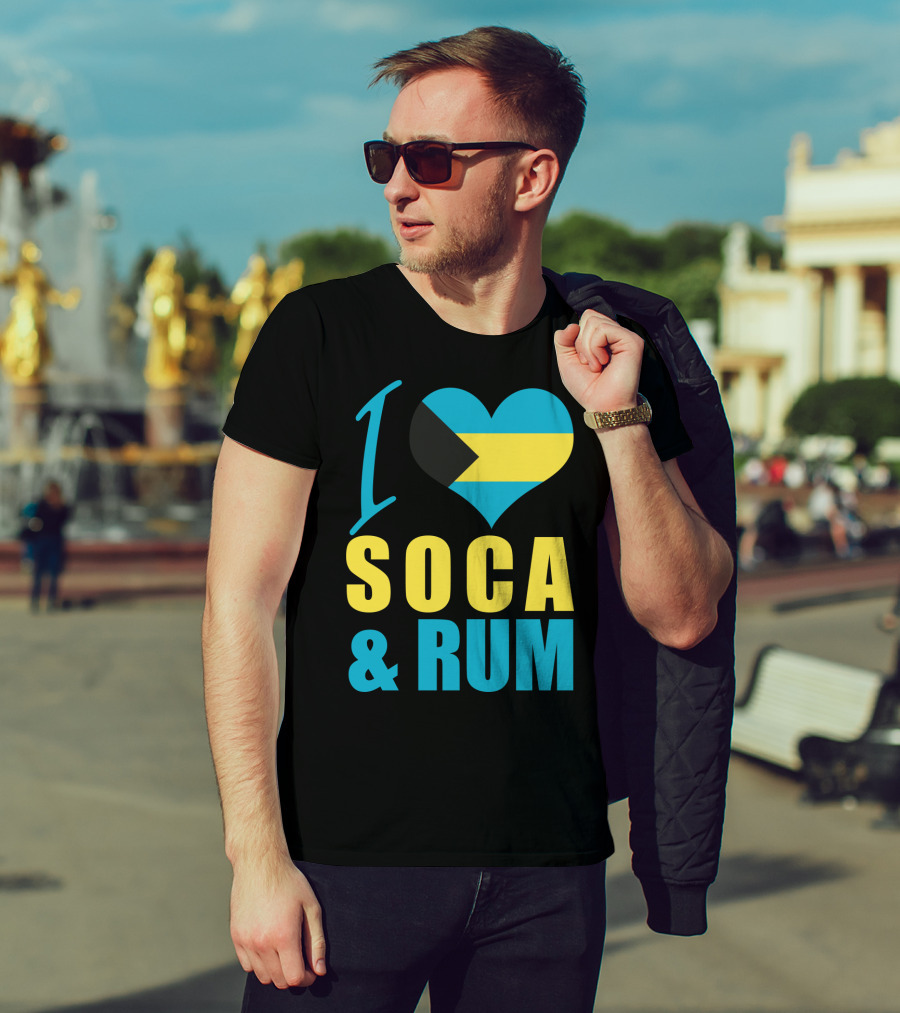 I Love Soca And Rum Bahamas Flag Heart T-Shirt
