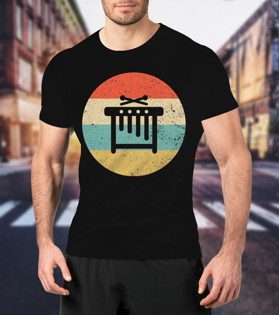 Vintage Retro Marimba Xylophone Circle Stripes T-Shirt