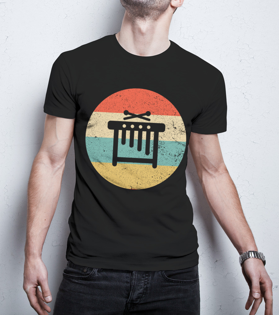 Vintage Retro Marimba Xylophone Circle Stripes T-Shirt