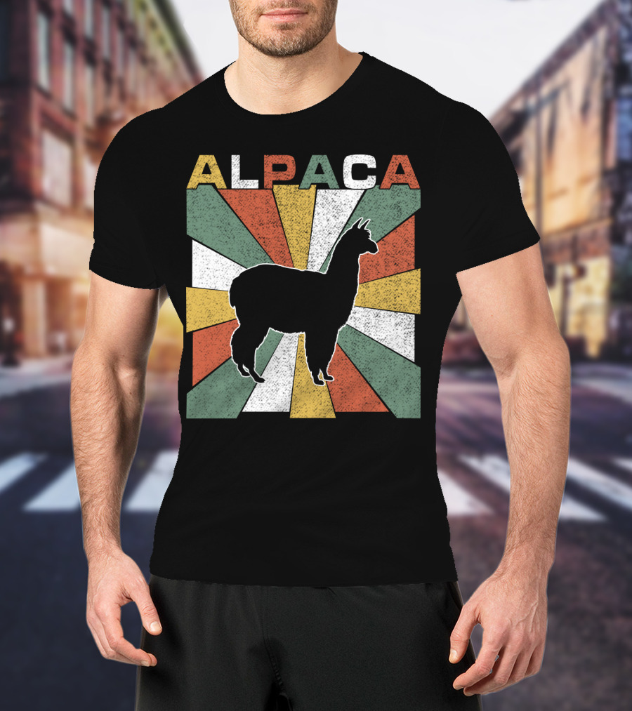 Alpaca Retro 70s Silhouette Vintage Colors T-Shirt