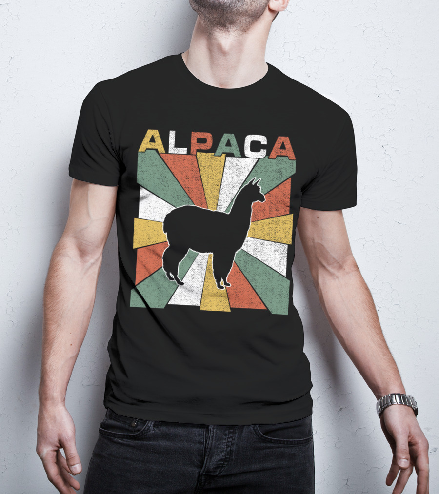 Alpaca Retro 70s Silhouette Vintage Colors T-Shirt