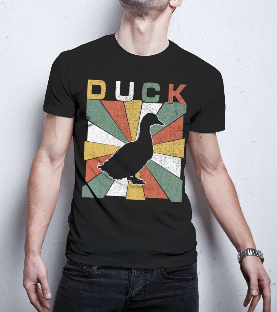 Duck Retro 70s Vintage Silhouette Sunburst T-Shirt