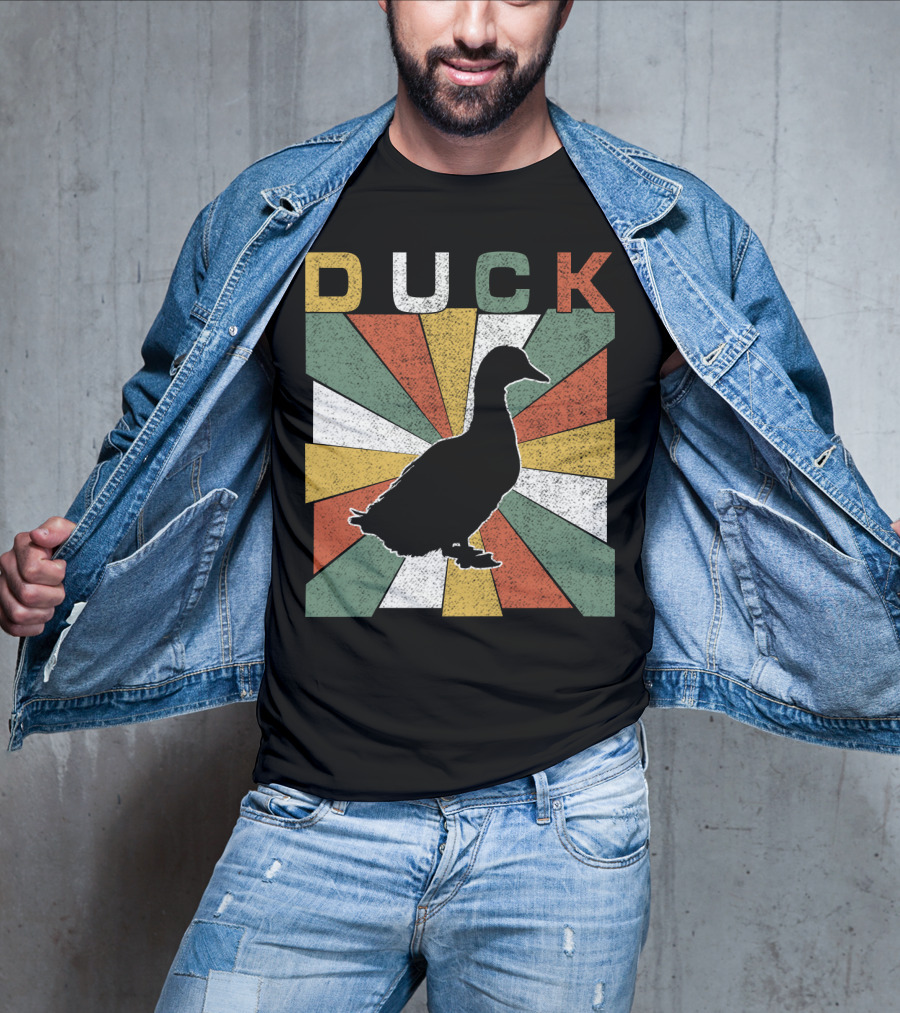 Duck Retro 70s Vintage Silhouette Sunburst T-Shirt