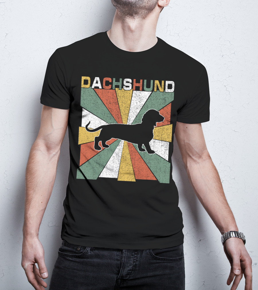 Dachshund Retro 70s Silhouette Vintage T-Shirt