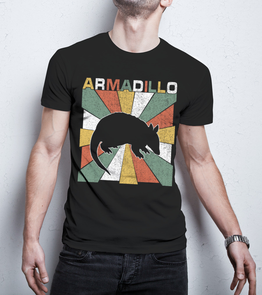 Armadillo Retro 70s Vintage Rainbow Burst T-Shirt