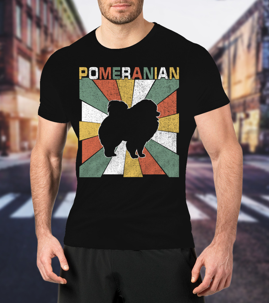 Pomeranian Dogs Retro 70s T-Shirt