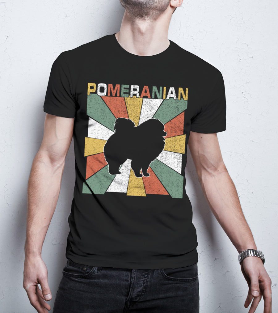 Pomeranian Dogs Retro 70s T-Shirt