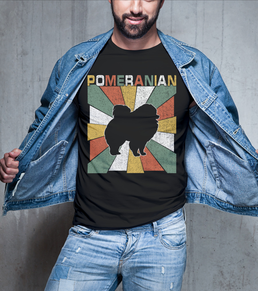 Pomeranian Dogs Retro 70s T-Shirt