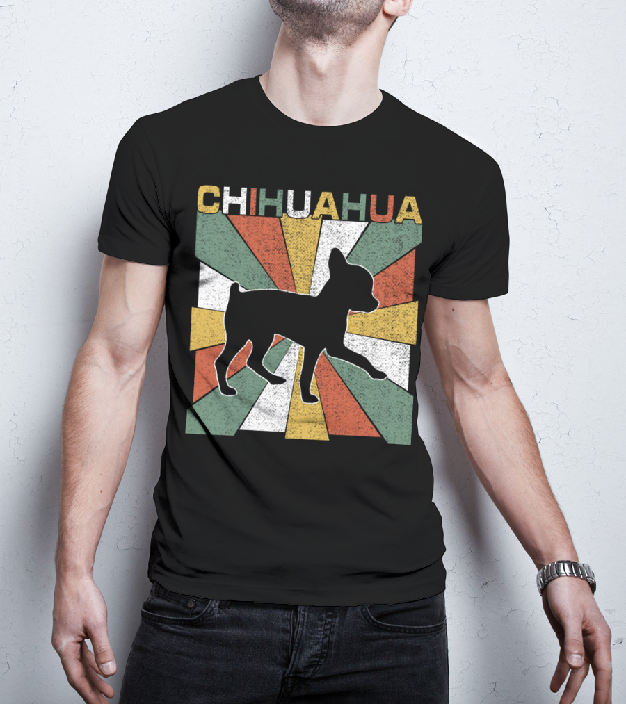 Chihuahua Retro 70s Vintage Silhouette Burst T-Shirt