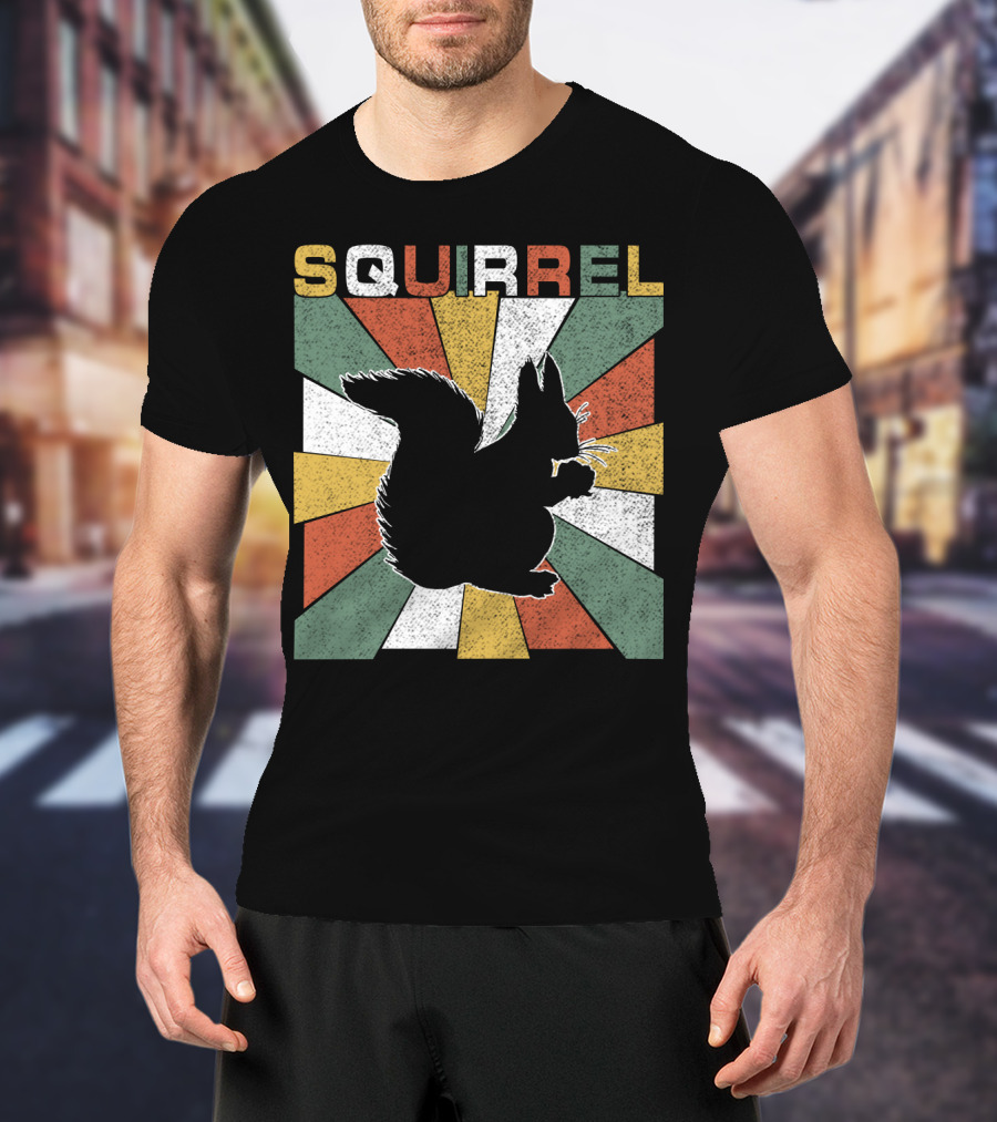 Squirrel Retro 70s Silhouette Vintage Colors T-Shirt