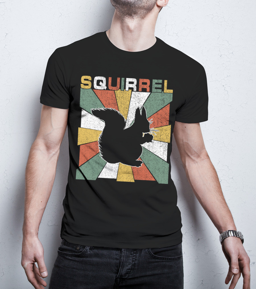Squirrel Retro 70s Silhouette Vintage Colors T-Shirt