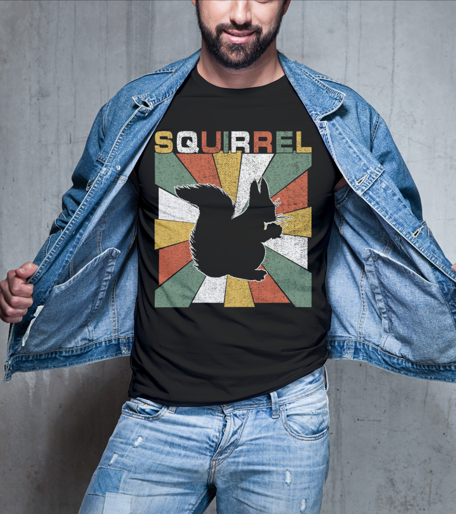 Squirrel Retro 70s Silhouette Vintage Colors T-Shirt