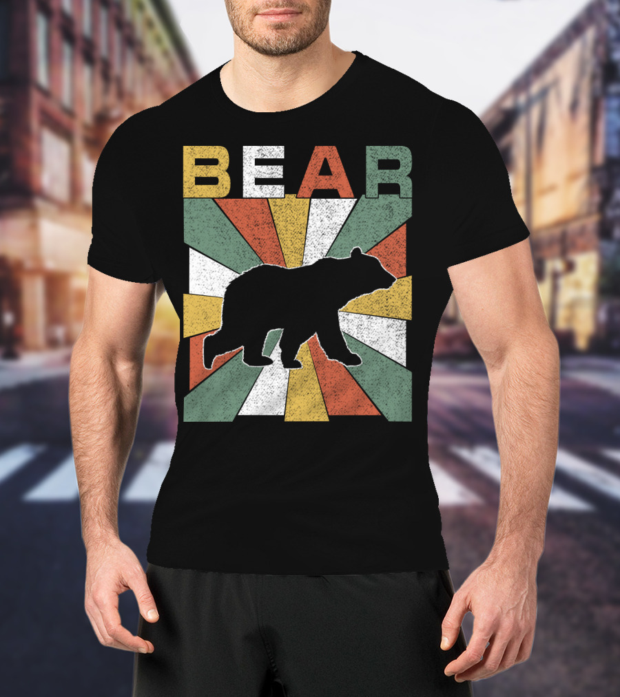 Bear Retro 70s Vintage Silhouette Burst T-Shirt