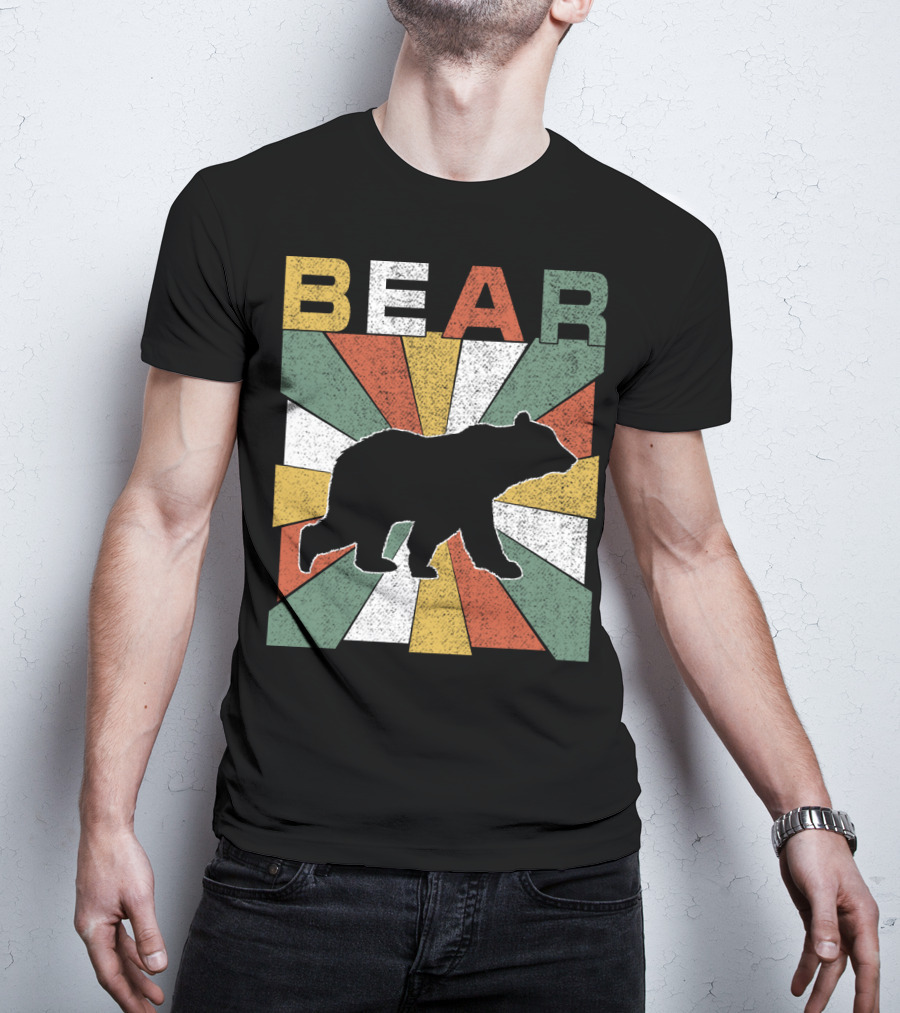 Bear Retro 70s Vintage Silhouette Burst T-Shirt