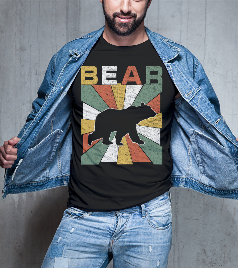 Bear Retro 70s Vintage Silhouette Burst T-Shirt