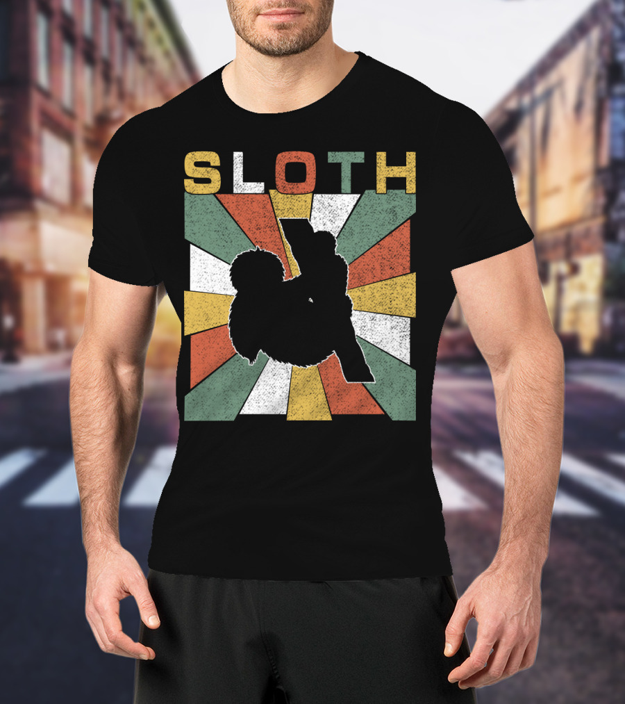 Sloth Retro 70s Vintage Colorful T-Shirt