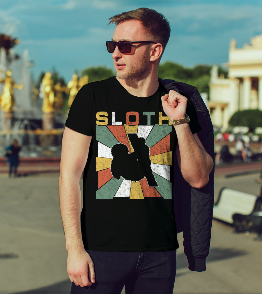 Sloth Retro 70s Vintage Colorful T-Shirt