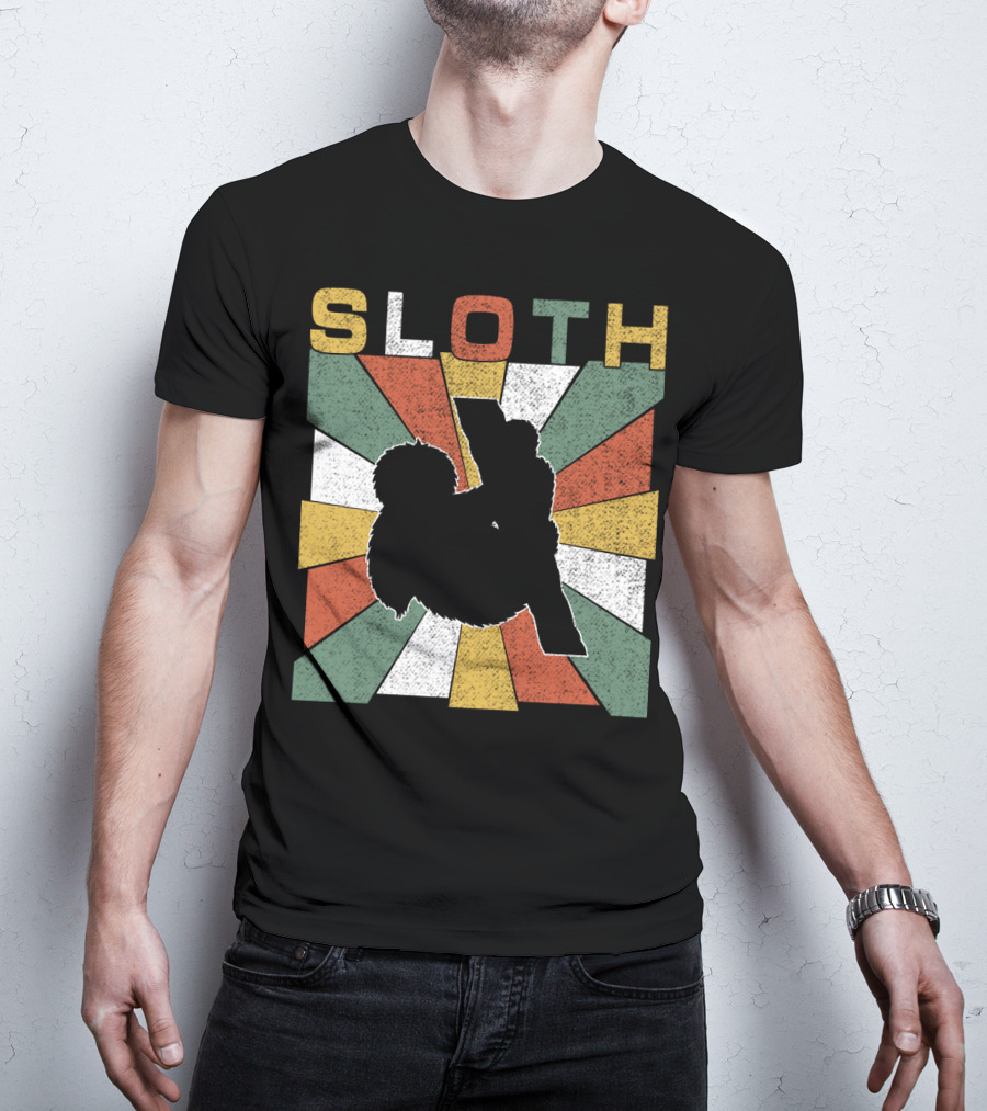 Sloth Retro 70s Vintage Colorful T-Shirt