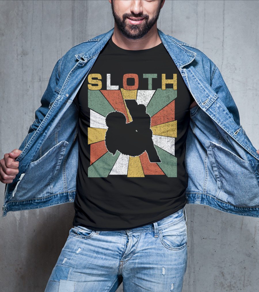 Sloth Retro 70s Vintage Colorful T-Shirt