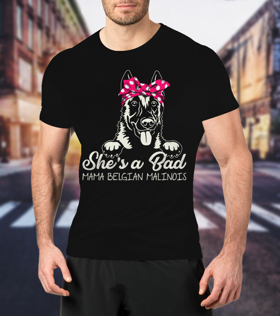 She's A Bad Mama Belgian Malinois With Bandana T-Shirt