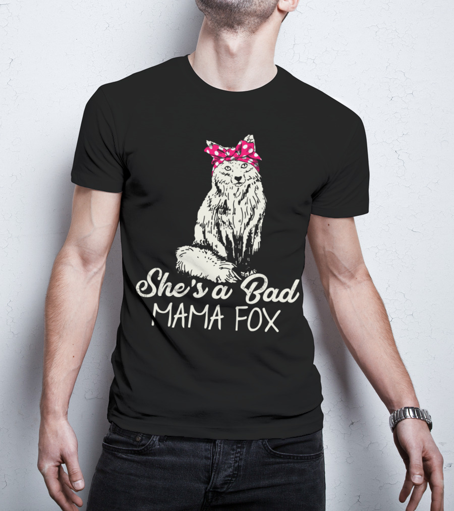 She's A Bad Mama Fox In Red Polka Dot Headscarf T-Shirt