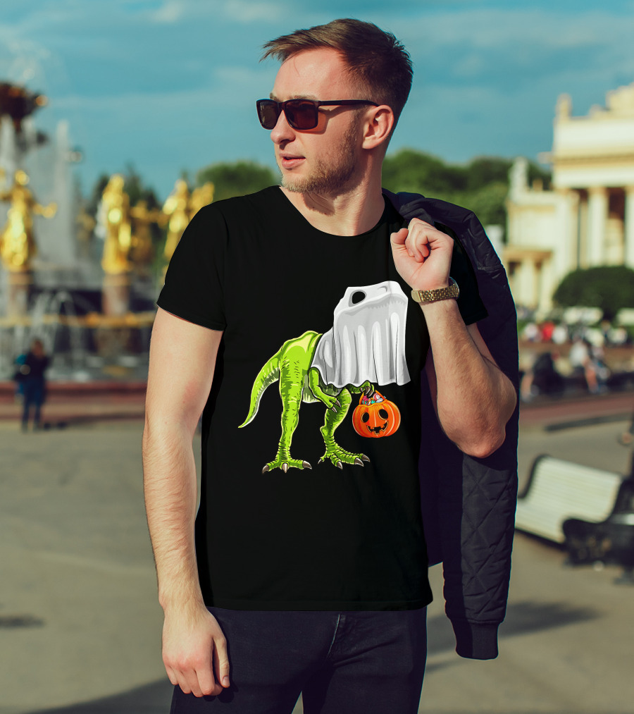 Halloween Rex Dinosaur Ghost Costume Pumpkin T-Shirt