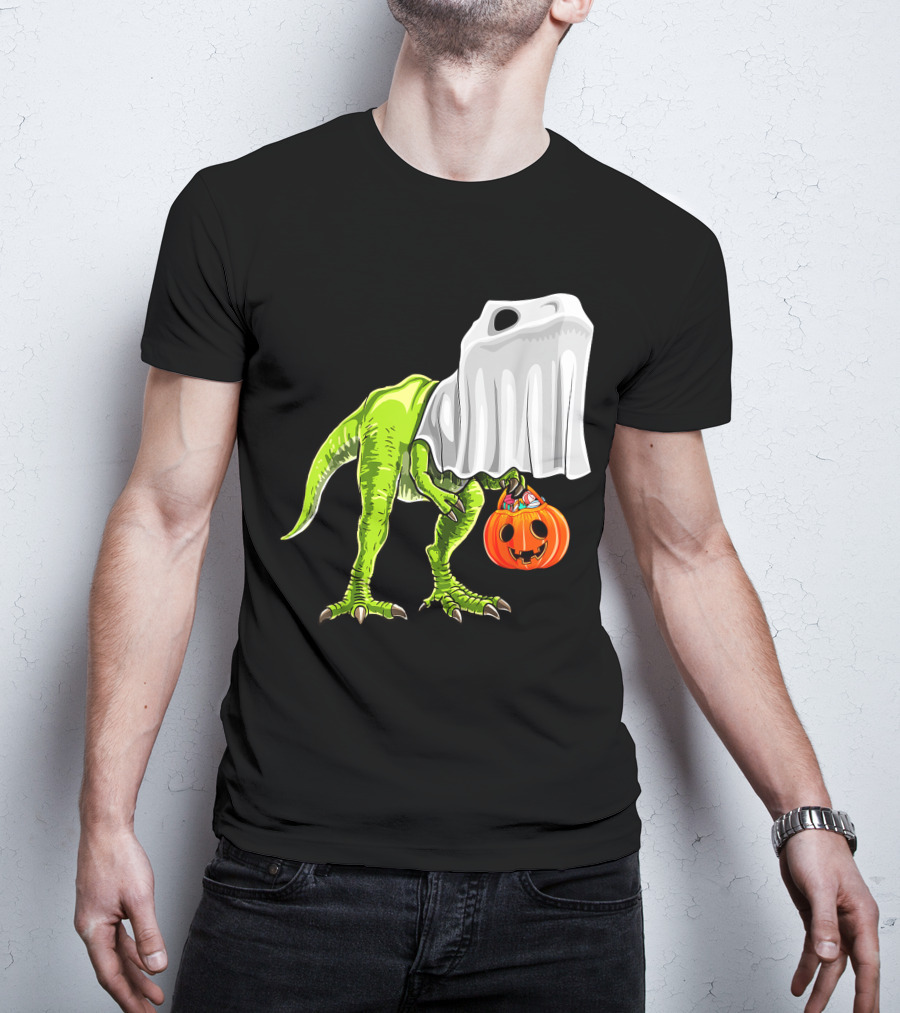 Halloween Rex Dinosaur Ghost Costume Pumpkin T-Shirt