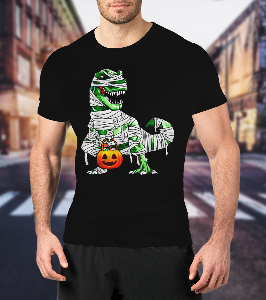 Halloween Pumpkin Mummy Dinosaur T-Shirt