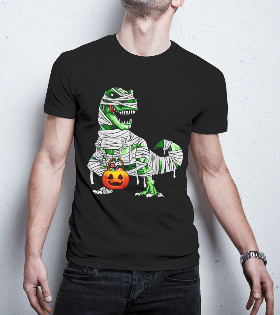 Halloween Pumpkin Mummy Dinosaur T-Shirt