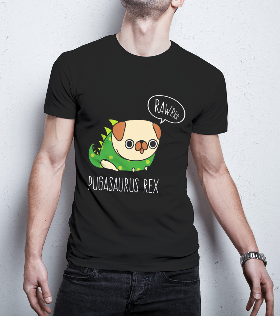 Pugasaurus Rex Pug Dog Halloween Rawrrr T-Shirt