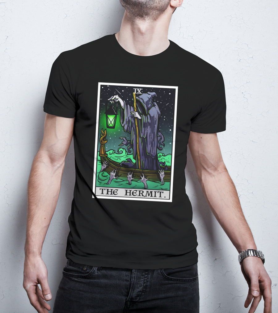 Halloween Grim Reaper Tarot Card The Hermit IX T-Shirt