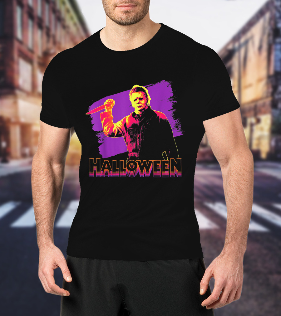 Michael Myers Neon Halloween T-Shirt