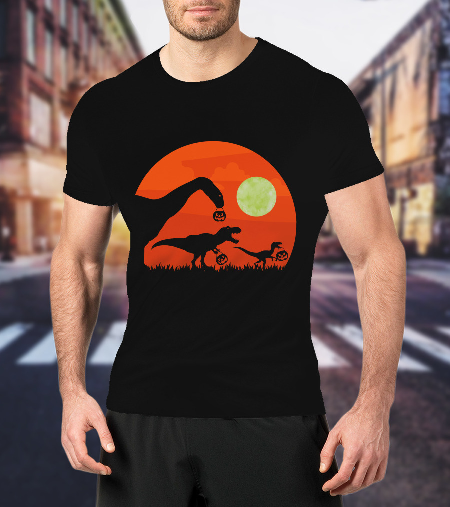 Halloween Dinosaur Rex Pumpkin Moon T-Shirt