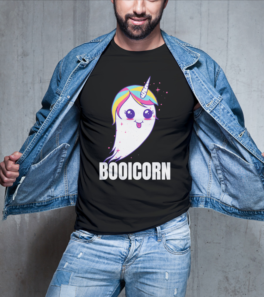 Booicorn Cute Ghost Unicorn Girls Clothes T-Shirt