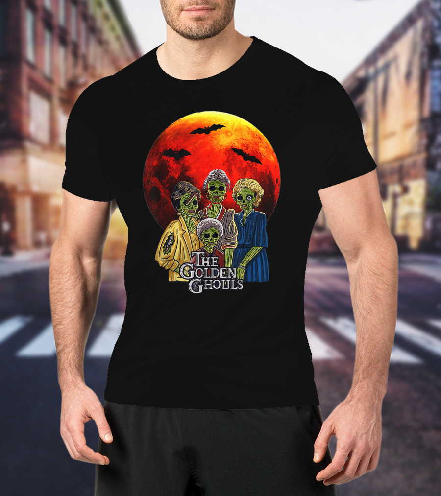 The Golden Ghouls Vintage Moon Halloween T-Shirt