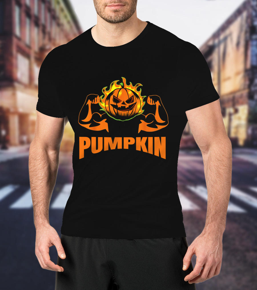 Pumpkin Bodybuilder Halloween Costume Fitness Lover T-Shirt