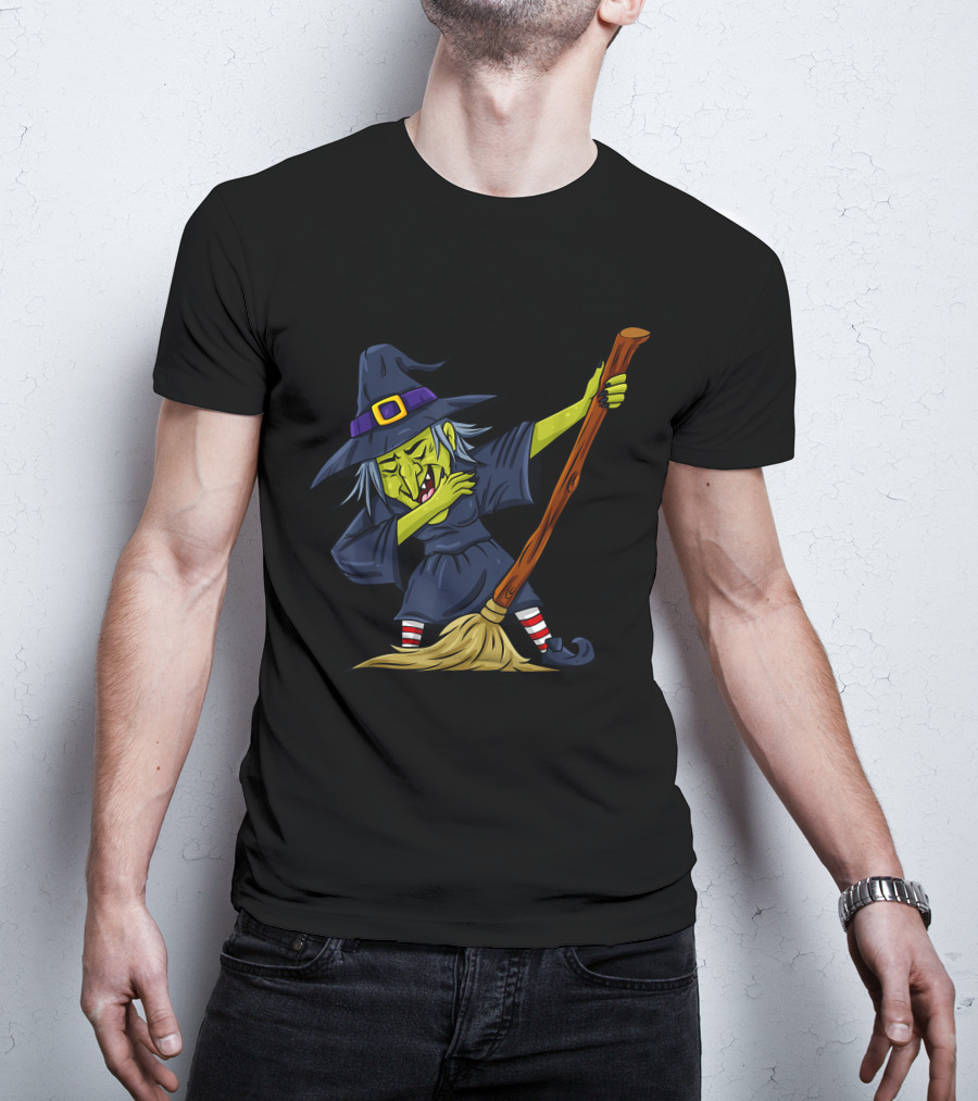 Halloween Witch Broomstick Dab Funny Dance T-Shirt