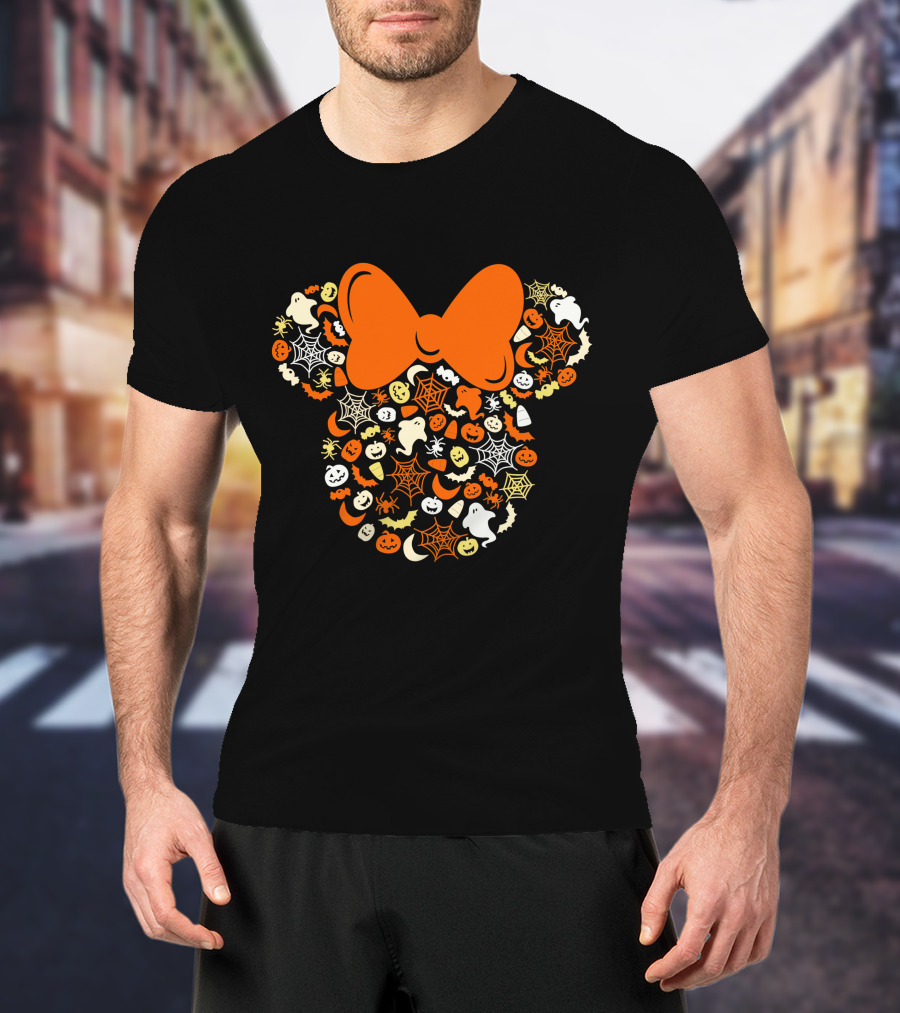 Disney Mouse Halloween Bow Ghosts Pumpkins Spiders T-Shirt