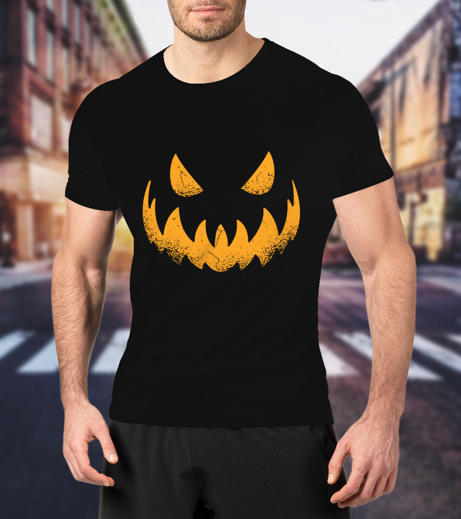 Halloween Pumpkin Scary Smiling Jack-O'-Lantern Face T-Shirt