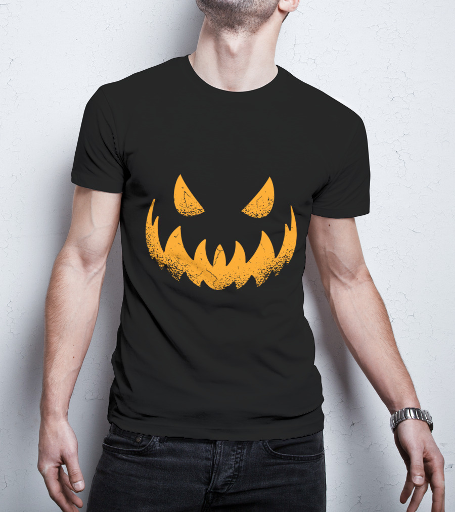Halloween Pumpkin Scary Smiling Jack-O'-Lantern Face T-Shirt