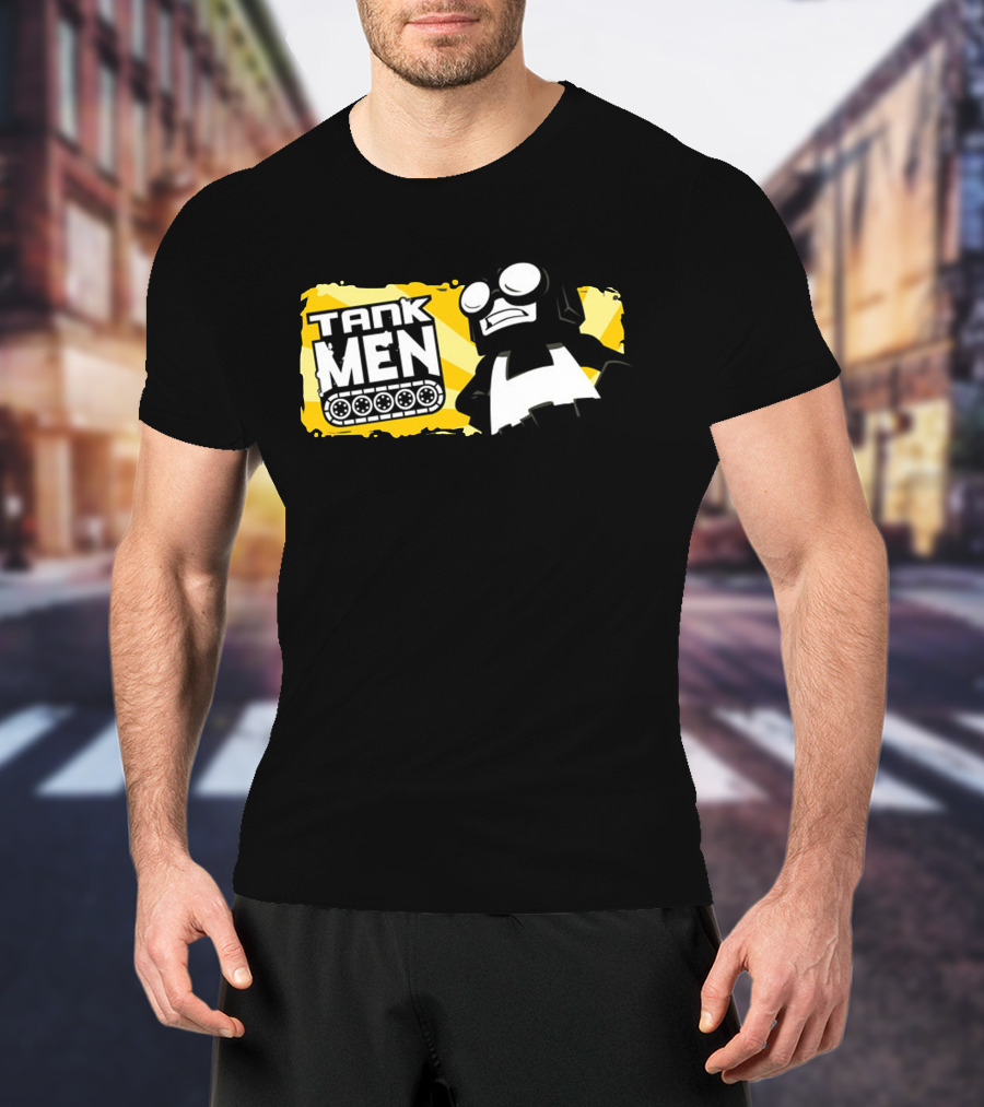 Tankmen Cartoon Character With Goggles And Tank Treads T-Shirt