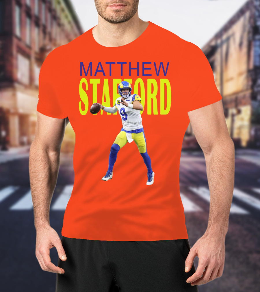 Matthew Stafford Rams Quarterback NFL Football Action T-Shirt