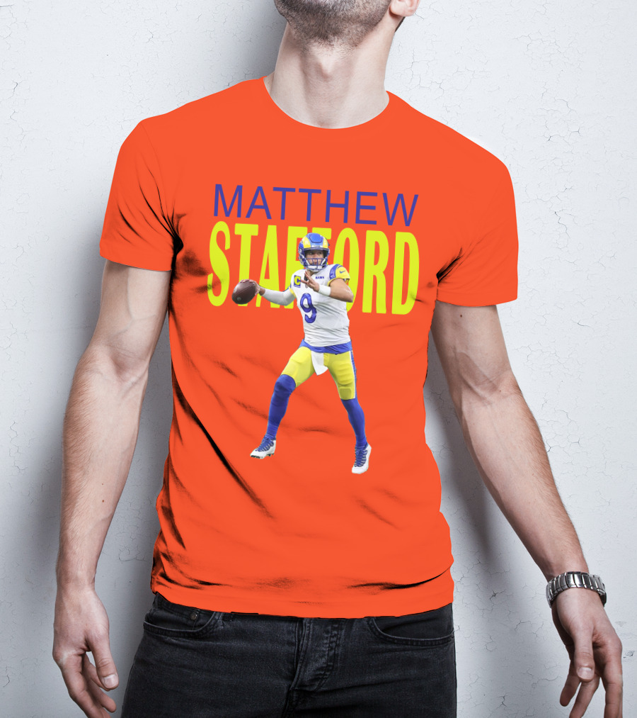 Matthew Stafford Rams Quarterback NFL Football Action T-Shirt