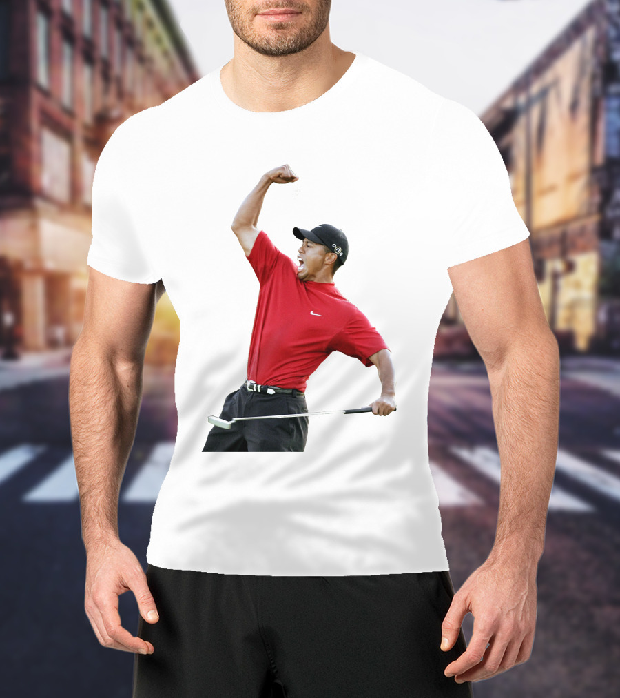 Tiger Woods Golf Victory Red Putter T-Shirt