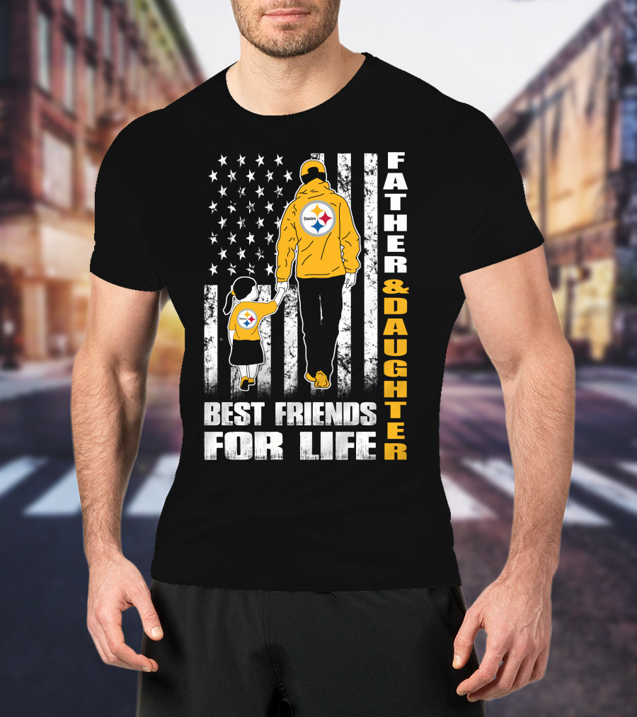 Father And Daughter Best Friends For Life Steelers Fan Flag T-Shirt