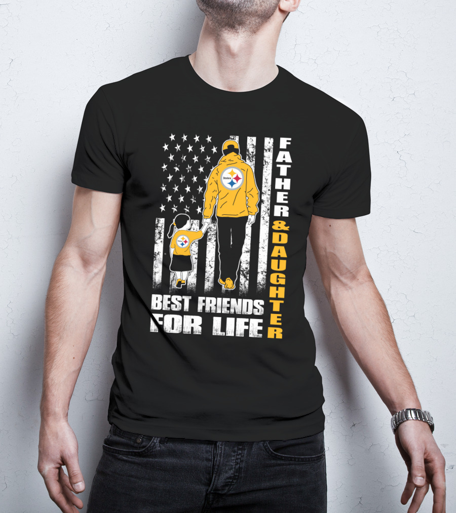 Father And Daughter Best Friends For Life Steelers Fan Flag T-Shirt