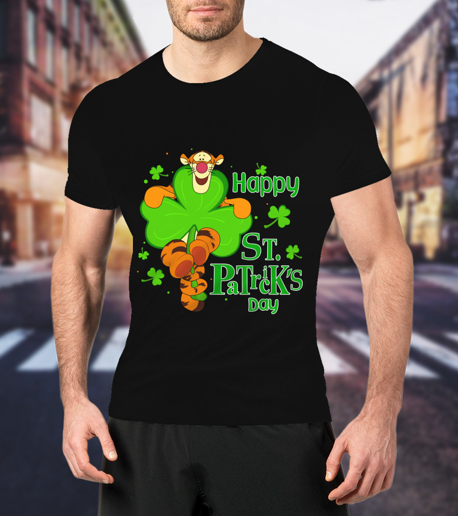 Happy St. Patrick's Day Tigger Clover T-Shirt