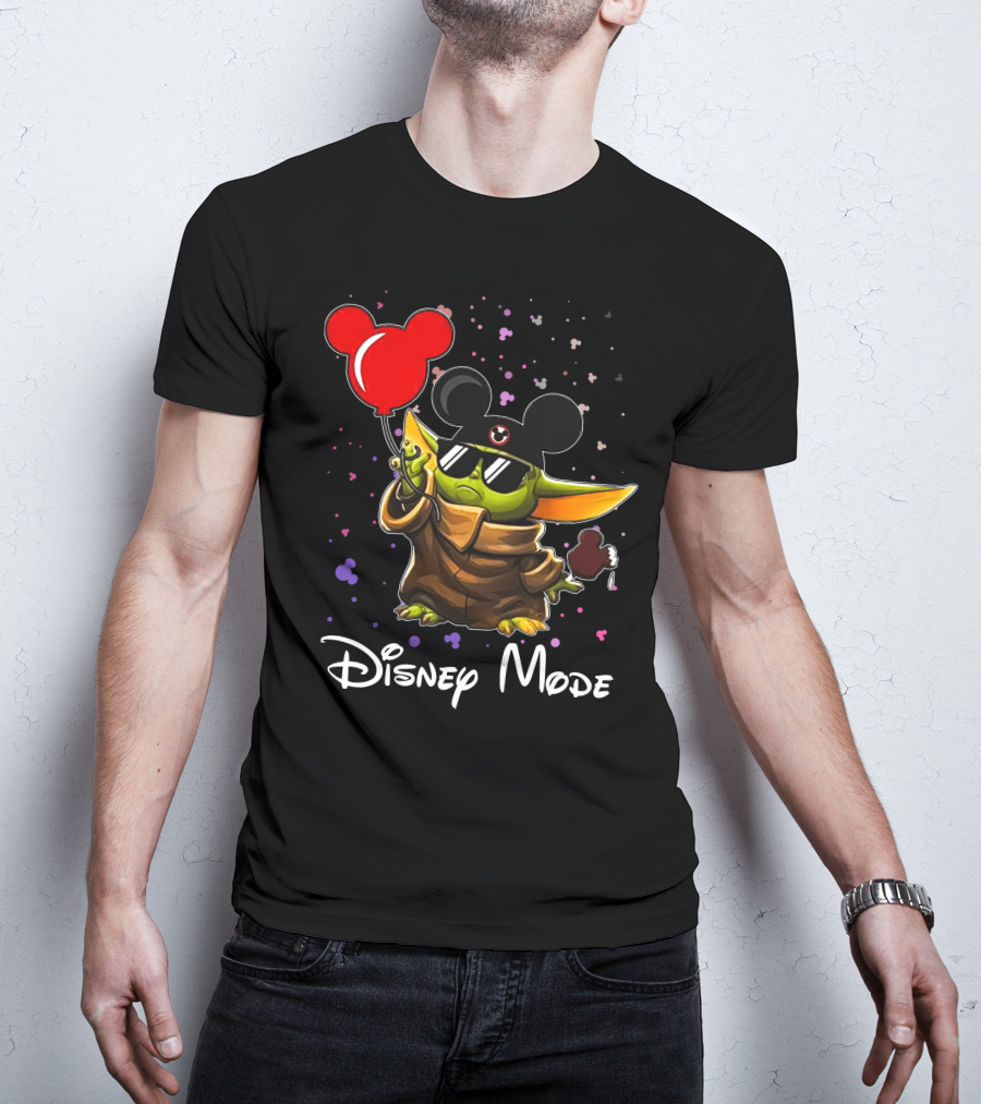 Disney Mode Baby Yoda With Mickey Balloon And Ears T-Shirt