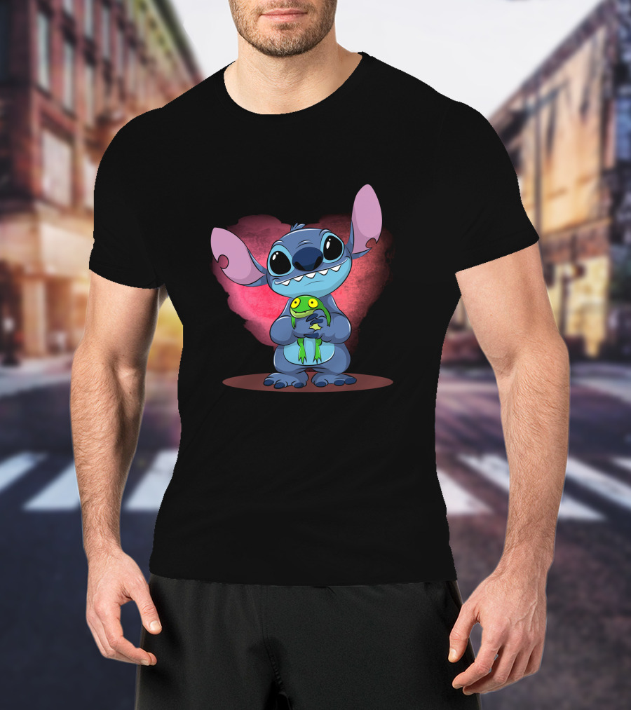 Sorry I'm Late I Didn't Want To Come Stitch Holding Frog T-Shirt
